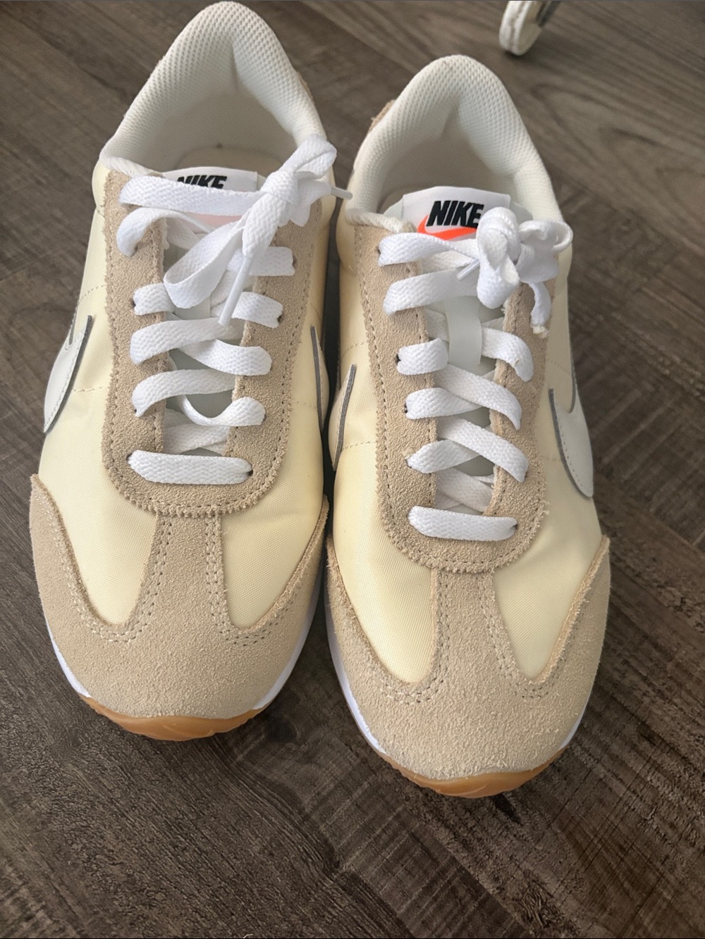 Nike light yellow and Beige Retro Runner Sneakers